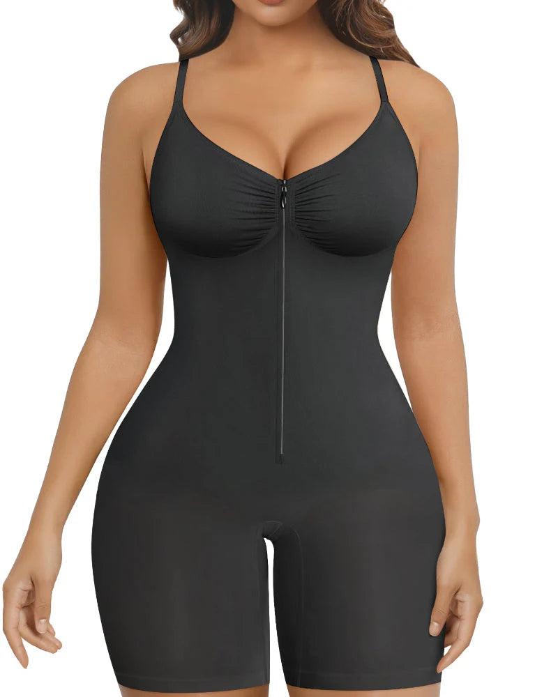 Damen High Elastic Reißverschluss Verstellbare Träger Atmungsaktives Mesh Design Bauchkontrolle Body Shaper
