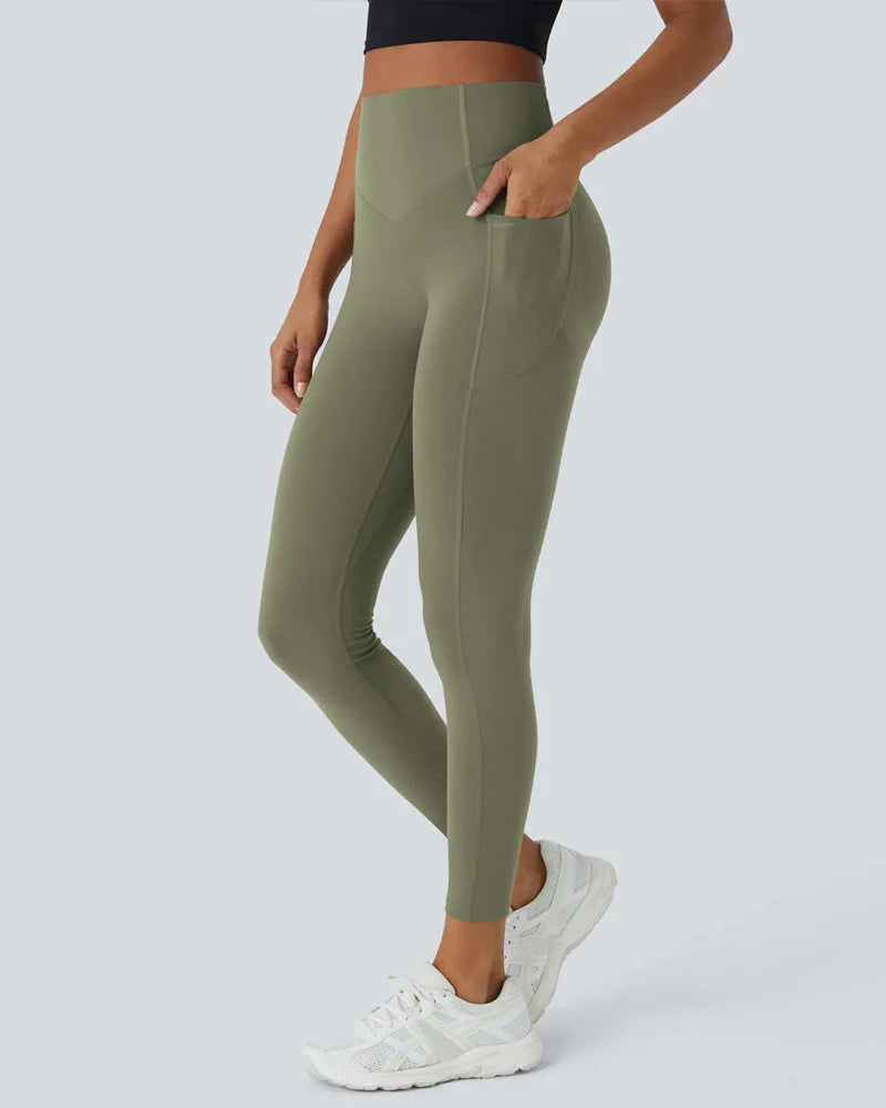 High Waist Bauchkontrolle Workout Leggings mit Seitentaschen