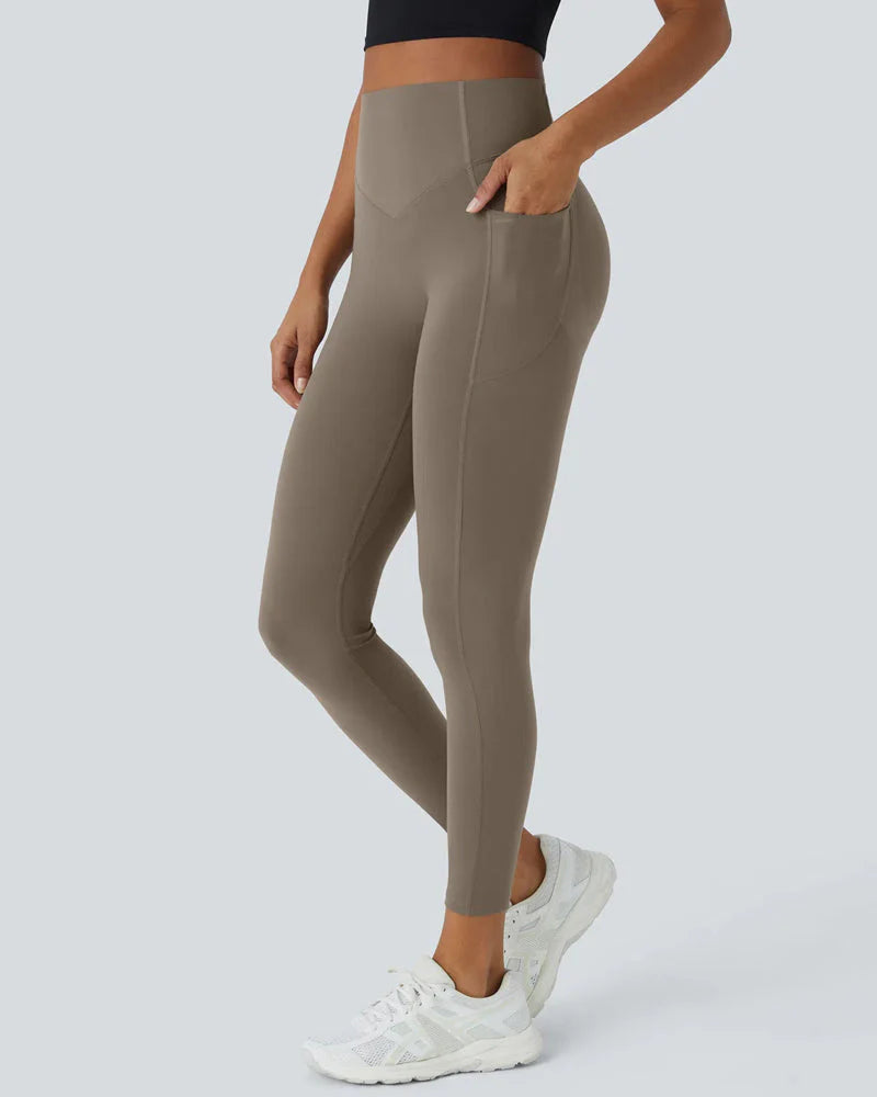 High Waist Bauchkontrolle Workout Leggings mit Seitentaschen
