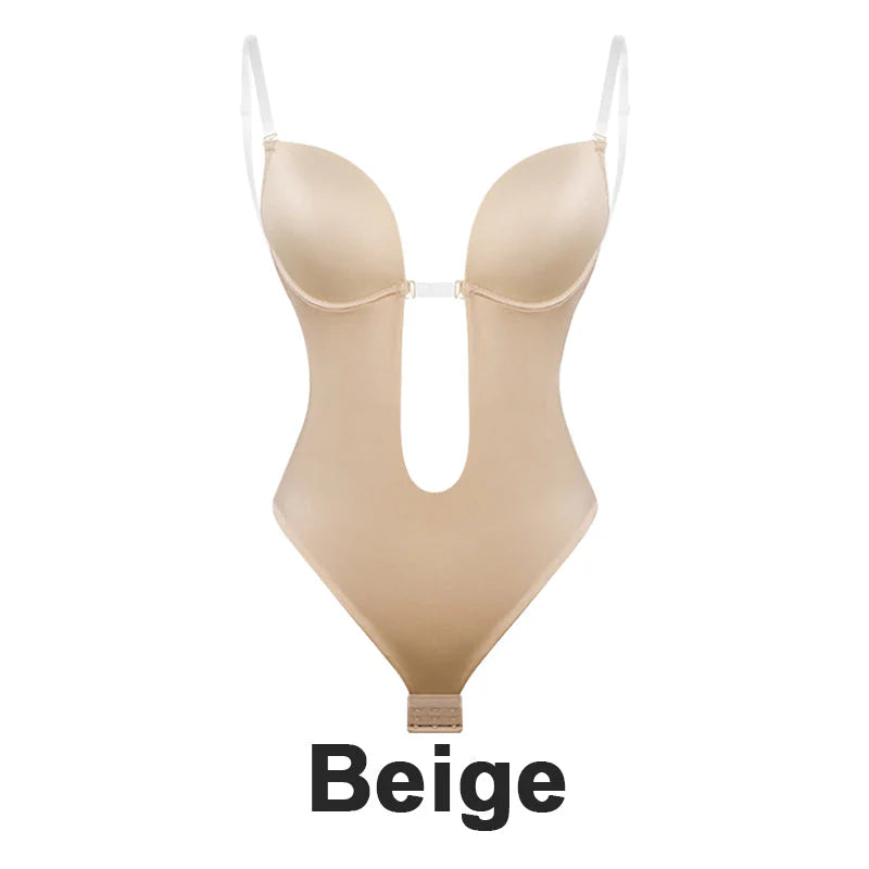 Strapless U-plunge body met stringrug