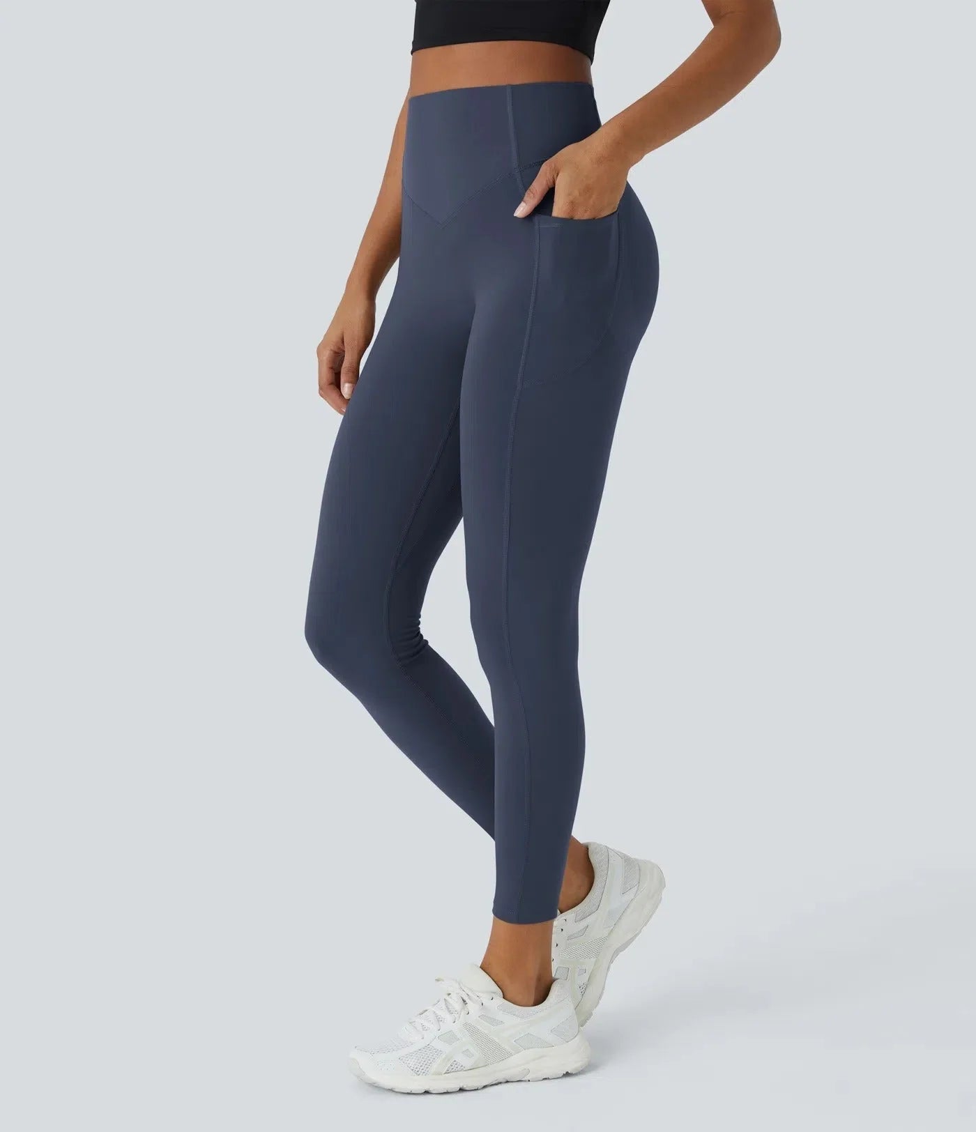 High Waist Bauchkontrolle Workout Leggings mit Seitentaschen