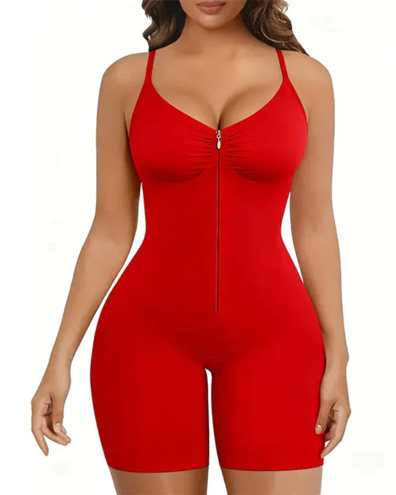 Dames Hoog Elastische Rits Verstelbare Bandjes Ademend Gaasontwerp Buikcorrigerende Bodyshaper
