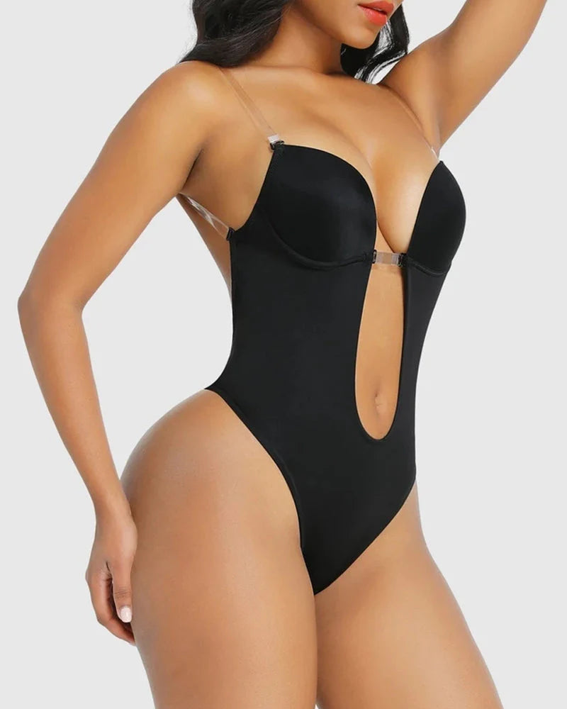Strapless U-plunge body met stringrug