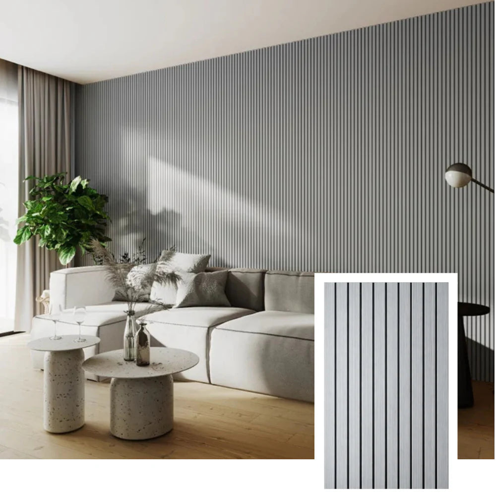 Elyra™ Akoestisch Lamellenpaneel – Gerookt Eiken (2,7 m × 1,10 m)