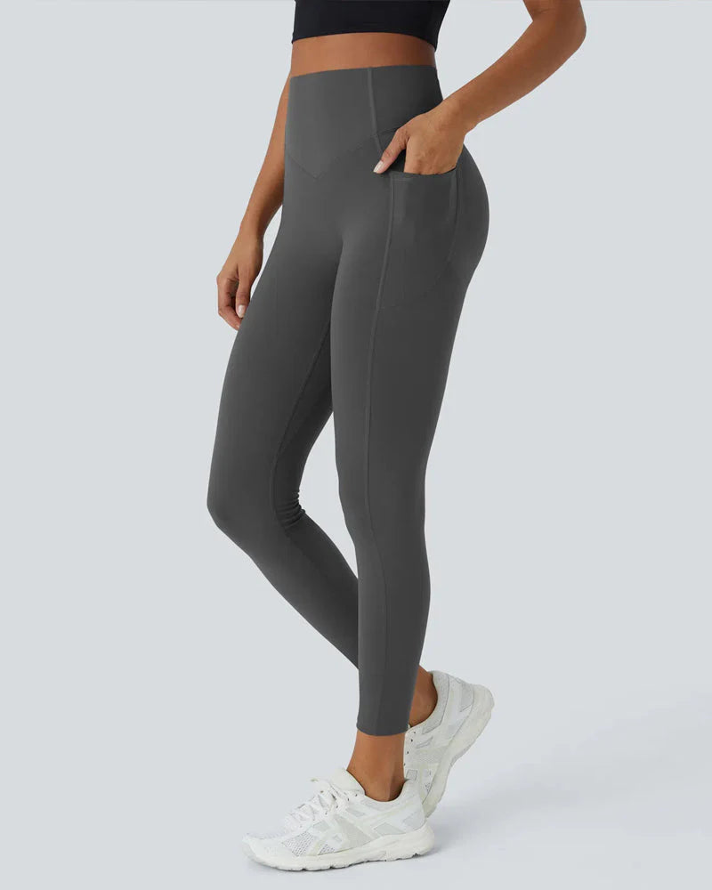 High Waist Bauchkontrolle Workout Leggings mit Seitentaschen